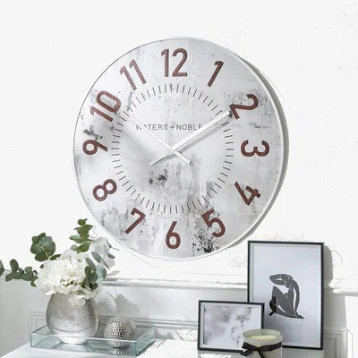 Dunelm Relaxed Abstract Textured Clock, 70cm Silver