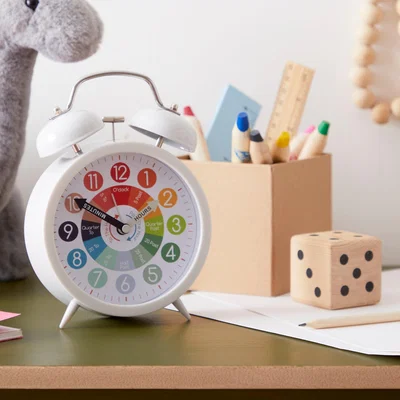 Dunelm Tell the Time Alarm Clock Grey/Red/Green