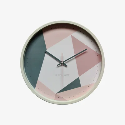 Dunelm Pastel Geo Pink Clock 36cm Cream, Green and Pink