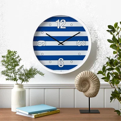 Dunelm Riviera Striped Indoor Outdoor Wall Clock Blue