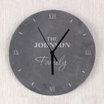 Dunelm Personalised Family Slate Wall Clock Grey