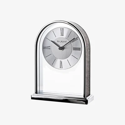 Dunelm Widdop Chrome & Wood Veneer Mantel Clock