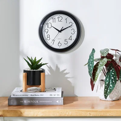 Dunelm Simply Plastic 24cm Wall Clock Black Black/White