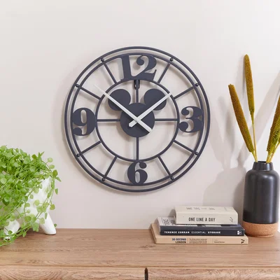 Dunelm Mickey Mouse Skeleton Indoor Outdoor Wall Clock Charcoal