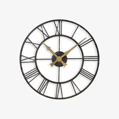 Dunelm Vintage Skeleton 50cm Indoor Outdoor Wall Clock Black