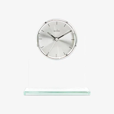 Dunelm Acctim Ledburn Pendulum Glass Mantel Clock Silver