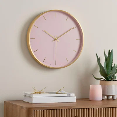 Dunelm Aluminium Pink 40cm Silent Clock Pink