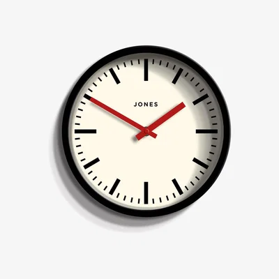 Dunelm Jones Red and Black Retro Clock Black and White