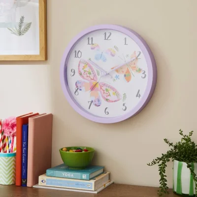 Dunelm Buttterfly Round Wall Clock