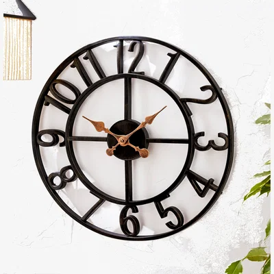 Dunelm Indoor Outdoor Skeleton Clock 50cm Black Black