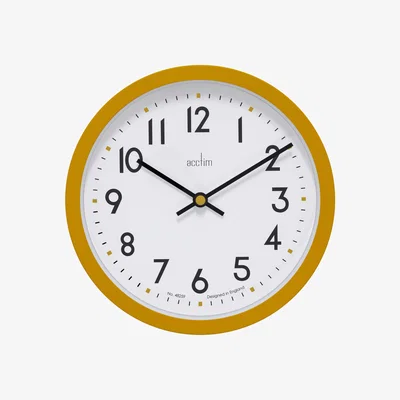 Dunelm Acctim Elstow Retro Kitchen Quartz Wall Clock Dijon Mustard