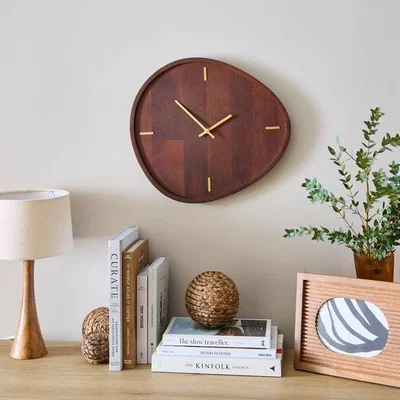 Dunelm Mango Wood Organic Shaped Wall Clock