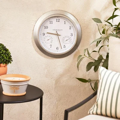 Dunelm Galvanised Outdoor Clock Silver