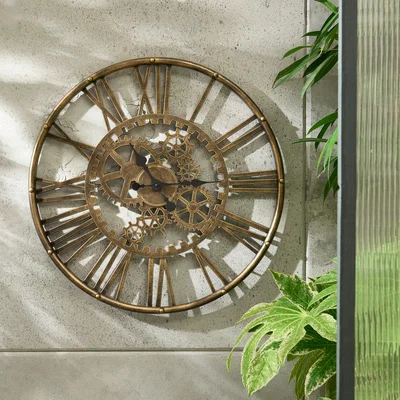 Dunelm Indoor Outdoor Cogs Clock 60cm Gold