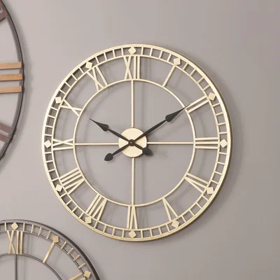 Dunelm Metal Round Wall Clock 80cm Antique Gold