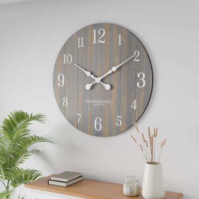 Dunelm Grey Distressed Wooden 80cm Clock Grey