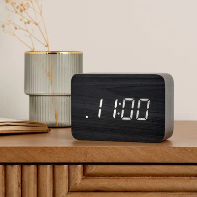 Dunelm Modern LED Alarm Clock Black
