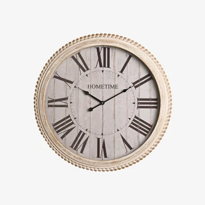 Dunelm Hometime Rustic Beaded Edge Round Wooden Wall Clock