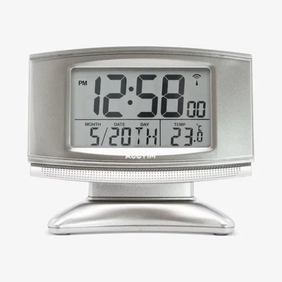 Dunelm Acctim Cuba Silent Digital Alarm Clock Silver