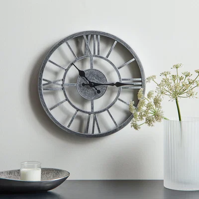 Dunelm Skeleton Clock 30cm Silver Silver