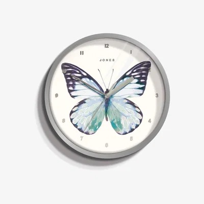 Dunelm Jones 20cm Butterfly Wall Clock Silver Silver