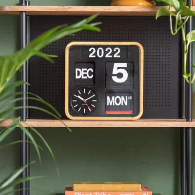 Dunelm Karlsson Mini Flip Bamboo Print Wall Clock