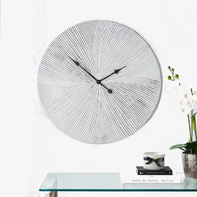 Dunelm Ribbed Metal Wall Clock Silver
