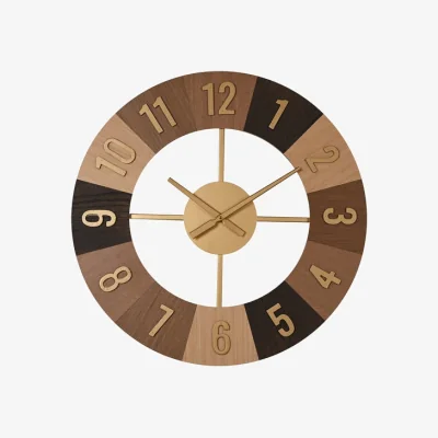 Dunelm Hometime Sectioned Wood Round Wall Clock