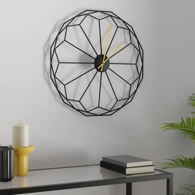Dunelm Black Geometric 50cm Clock Black