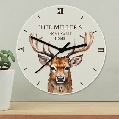 Dunelm Personalised Watercolour Stag Wall Clock