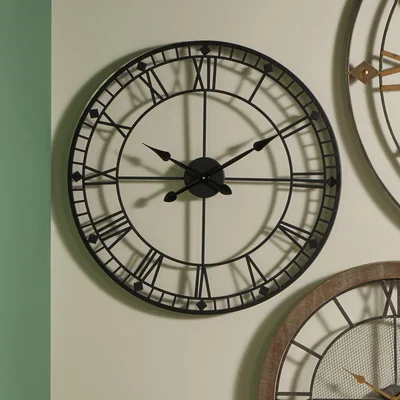 Dunelm Black Metal Skeleton Wall Clock 80cm Black