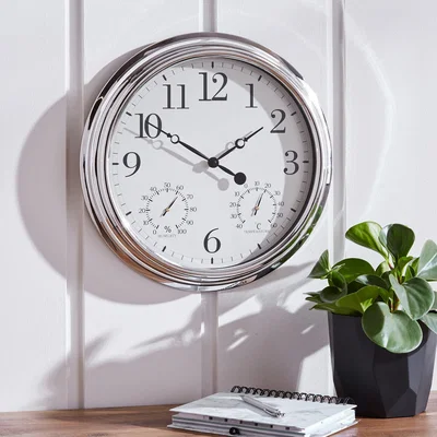 Dunelm Barometer 41cm Wall Clock Silver Silver