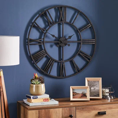 Dunelm Oversized Skeleton Black Clock Black