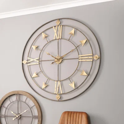 Dunelm Antique Grey & Gold Large Wall Clock 120cm Grey/Gold