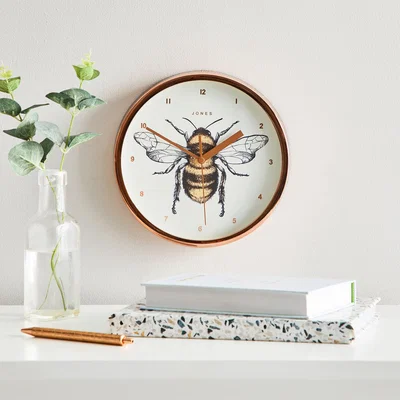 Dunelm Jones Spin Bee 20cm Wall Clock Copper Copper