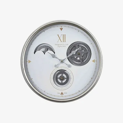 Furniture Village Lindley Cog Wall Clock - Silver