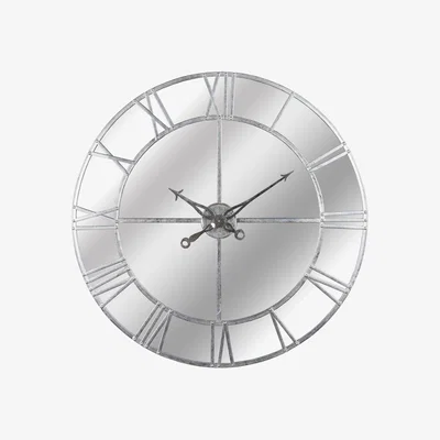 Furniture Village Large Silver Mirrored Wall Clock