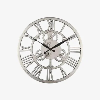 Furniture Village Nickel Cog Wall Clock - Silver