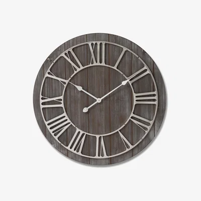 Furniture123 Grey Wooden Wall Clock
