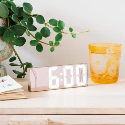 Graham & Green Graham and Green Khaki Mirror LED Alarm Clock