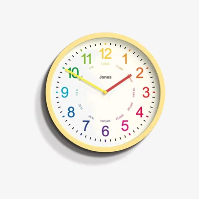 Habitat Jones Clocks Kids Analogue Wall Clock - Yellow