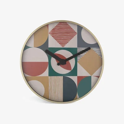 Habitat Habitat Geometric Patterned Analogue Wall Clock - Gold