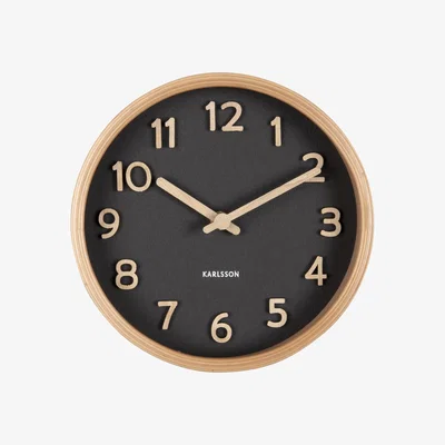Habitat Karlsson Pure Wood Table & Mantel Analogue Clock - Black