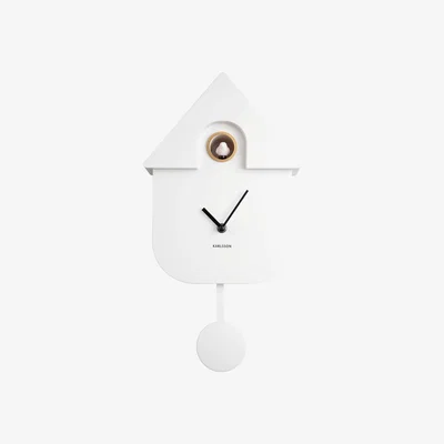 Habitat Karlsson Modern Cuckoo Pendulum Wall Clock - White