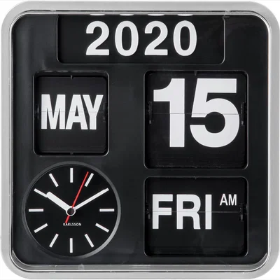 Habitat Karlsson Mini Flip Wall Clock - Black & Silver