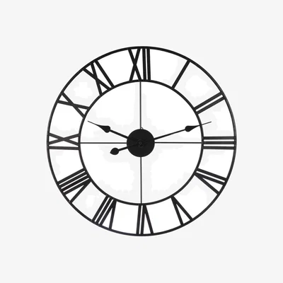Homebase Skeleton Wall Clock with Roman Numerals - 60cm - Black