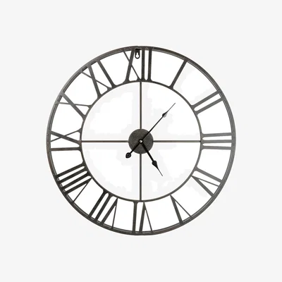 Homebase Metal Wall Clock - Black - 60cm
