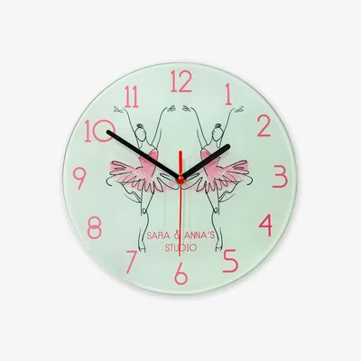 John Lewis John Lewis Kids' Personalised Ballet Glass Wall Clock, 20cm, Mint