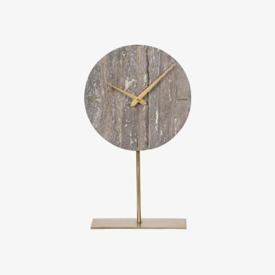 John Lewis Libra Interiors Dark Travertine Quartz Mantle Clock, Charcoal Black