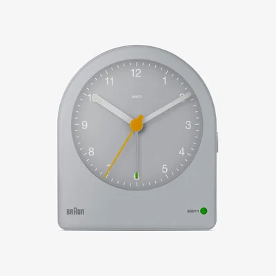John Lewis Braun Classic Analogue Quiet Quartz Alarm Clock, Grey